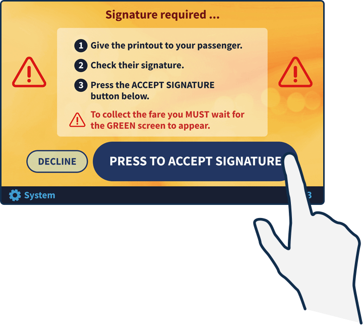 Signature required screens